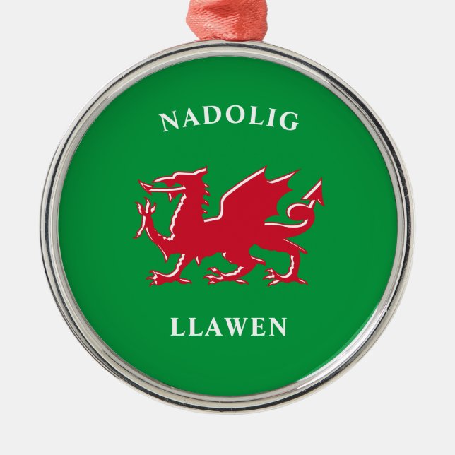Ornamento De Metal Nadolig Llawen Welsh Simple Celtic Felry Natal (Frente)