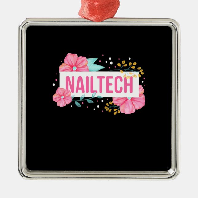 Ornamento De Metal Nail Tech Flower (Frente)