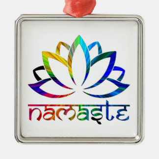 Ornamento De Metal Namaste, Lotus Flower, Rainbow, Spiritual Ornament