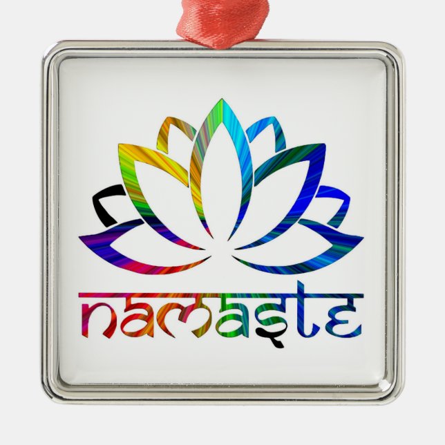 Ornamento De Metal Namaste, Lotus Flower, Rainbow, Spiritual Ornament (Frente)