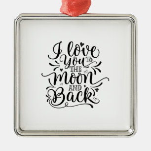 Ornamento De Metal Namorados Art I Love You To Moon