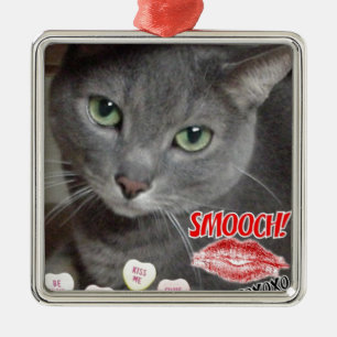 Ornamento De Metal Namorados Blue Cat