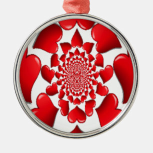 Ornamento De Metal Namorados Feliz Corações Vermelhos Grandes