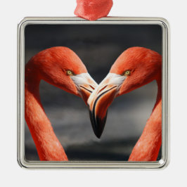 Ornamento De Metal Namorados Flamingo