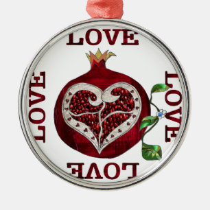 Ornamento De Metal Namorados Pomegranate Heart LOVE