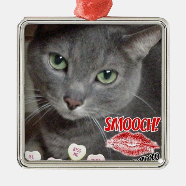 Ornamento De Metal Namorados Russo Blue Cat (Frente)