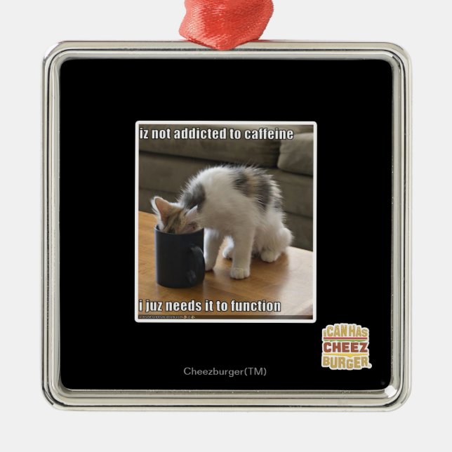 Ornamento De Metal Não é viciado em cafeína (Frente)