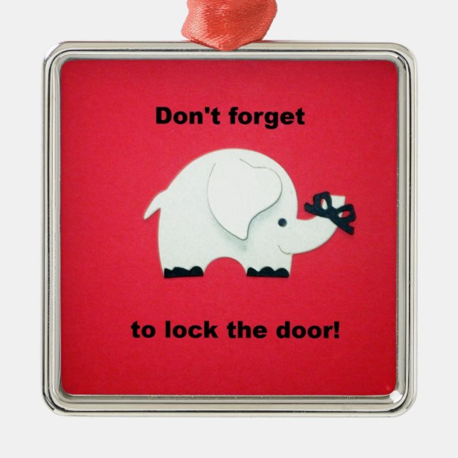 Ornamento De Metal Não se esqueça de trancar a porta. (Frente)