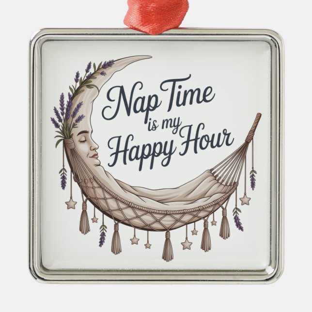 Ornamento De Metal Nap Time Is My Happy Hour (Frente)