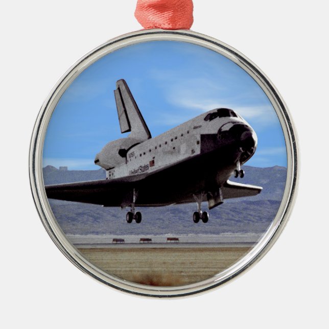 Ornamento De Metal NASA Space Shuttle Atlantis Landing Edwards AFB (Frente)