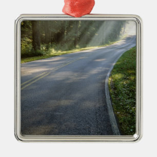 Ornamento De Metal Nascer do sol através do nevoeiro ao lado do Rio 