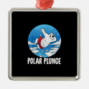 Ornamento De Metal Natação de inverno do Urso Polar de Gelado Polar