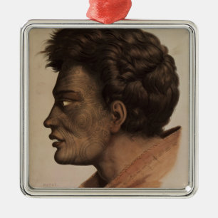 Ornamento De Metal Natai, um chefe maori da baía da brema, Nova