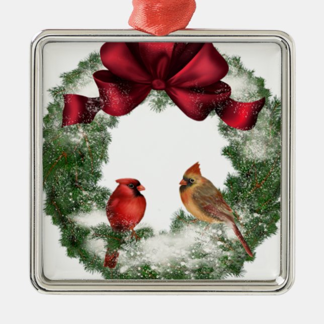 Ornamento De Metal Natais vintages Wreath (Frente)