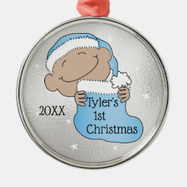 Ornamento De Metal Natal 1rua Negra Azul