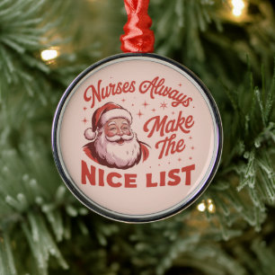 Ornamento De Metal Natal Antigo Papai Noel Enfermeiras Fazem a Lista
