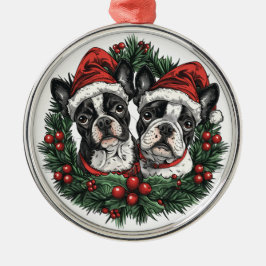 Ornamento De Metal Natal Boston Terrier Cães Feriado Feriado Feriado
