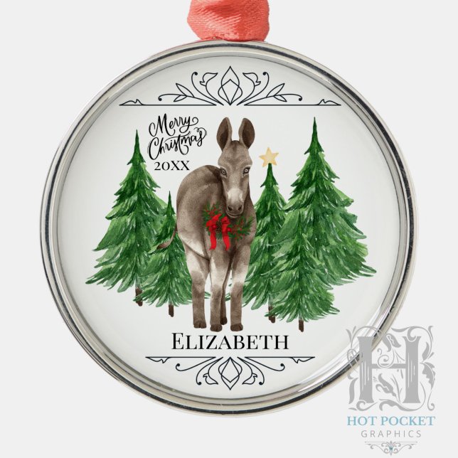 Ornamento De Metal Natal Burro Personalizado (Criador carregado)
