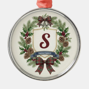 Ornamento De Metal Natal com Nome de Família Personalizado