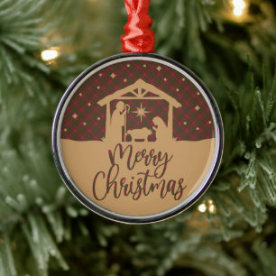 Ornamento De Metal Natal com Tartã Escocesa Desgastada por Burnett