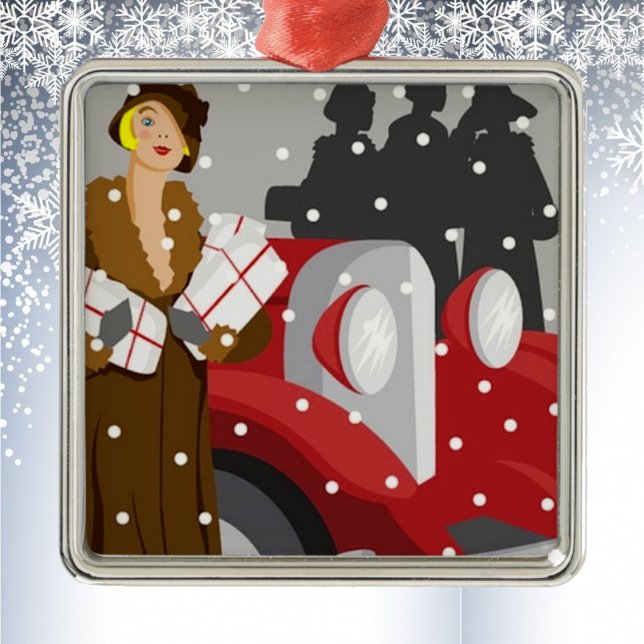 Ornamento De Metal Natal Comprando na neve (Criador carregado)