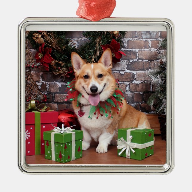 Ornamento De Metal Natal - Corgi - Cal (Frente)