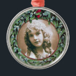 ORNAMENTO DE METAL NATAL CRUZADO COM MODELO DE FOTO DE MISTLETOS<br><div class="desc">Elegante,  design colorido: uma coroa de Natal vintage com um arco vermelho e uma pedra brilhante 3d gem.</div>