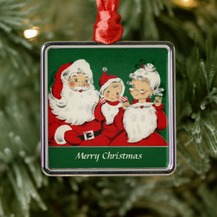 Ornamento De Metal Natal da família de Papais noeis Vintage
