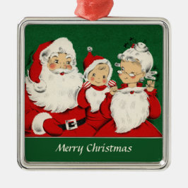 Ornamento De Metal Natal da família de Papais noeis Vintage