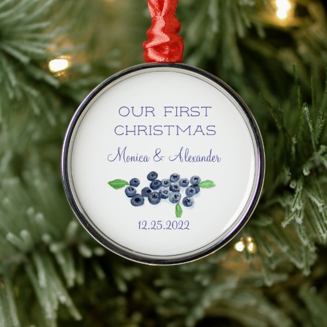 Ornamento De Metal Natal das Frutas de Blueberry (Árvore)