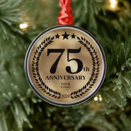 Ornamento De Metal Natal de 75 anos de negócios Dourado personalizado