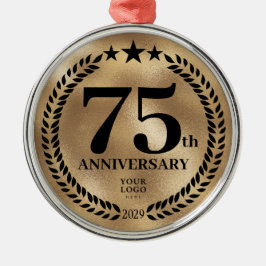 Ornamento De Metal Natal de 75 anos de negócios Dourado personalizado
