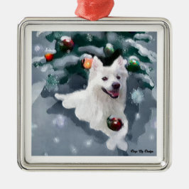 Ornamento De Metal Natal de Cão Eskimo Americano