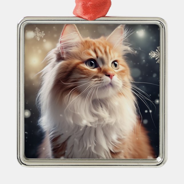 ORNAMENTO DE METAL NATAL DE FERIADO FLUFFY TABAS POR KITTEN (Frente)