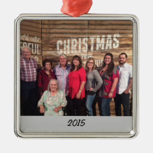 Ornamento De Metal Natal de Fotografia da Família Simples Personaliz