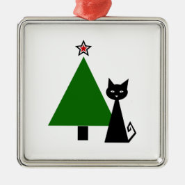 Ornamento De Metal Natal de Gato Negro