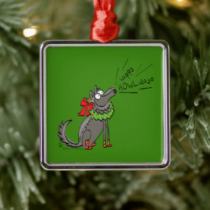Ornamento De Metal Natal de Lobo Engraçado Fofinho para Crianças