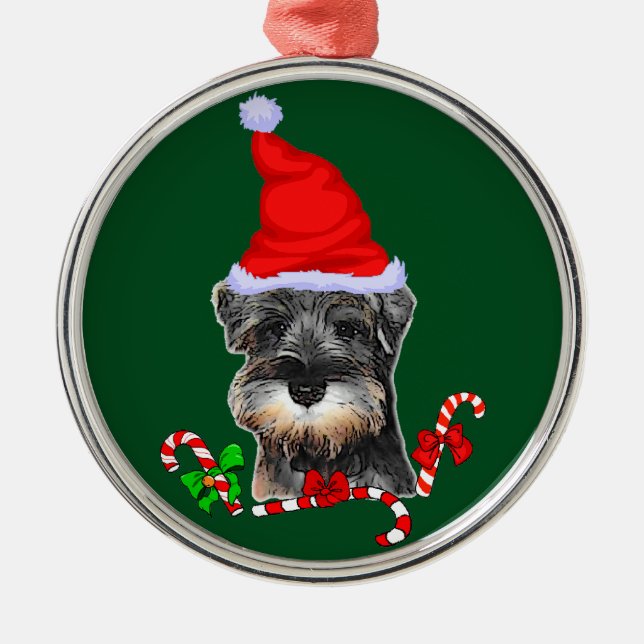 Ornamento De Metal Natal de Schnauzer em miniatura bonita (Frente)