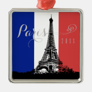Ornamento De Metal Natal do ano da bandeira de France da torre Eiffel