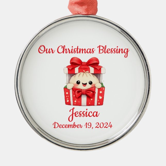Ornamento De Metal Natal do Baby Dumpling (Frente)
