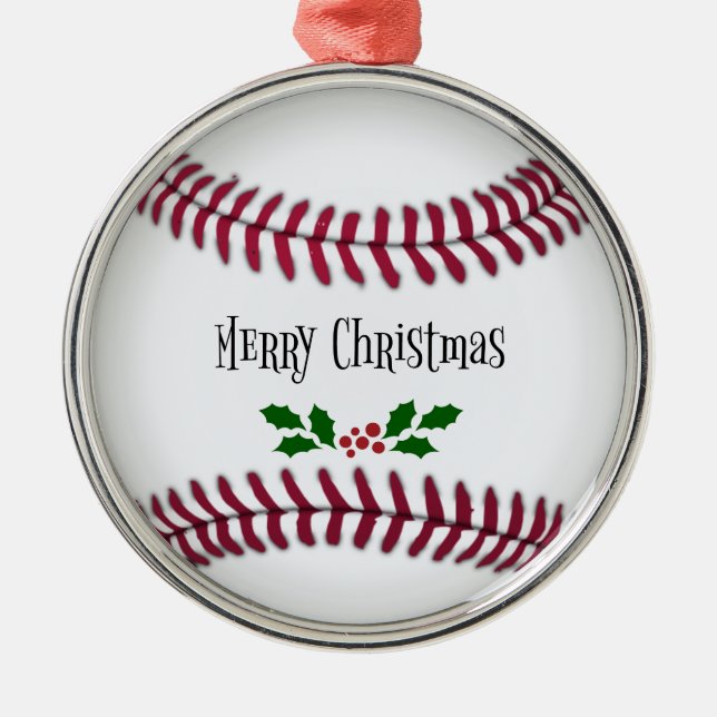 Ornamento De Metal Natal do Baseball (Frente)