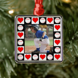 Ornamento De Metal Natal do esporte personalizado do jogador de beise