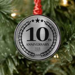 Ornamento De Metal Natal do logotipo comercial do 10º aniversário do 