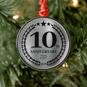 Ornamento De Metal Natal do logotipo comercial do 10º aniversário do 