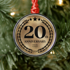 Ornamento De Metal Natal do logotipo comercial do 20 Dourado