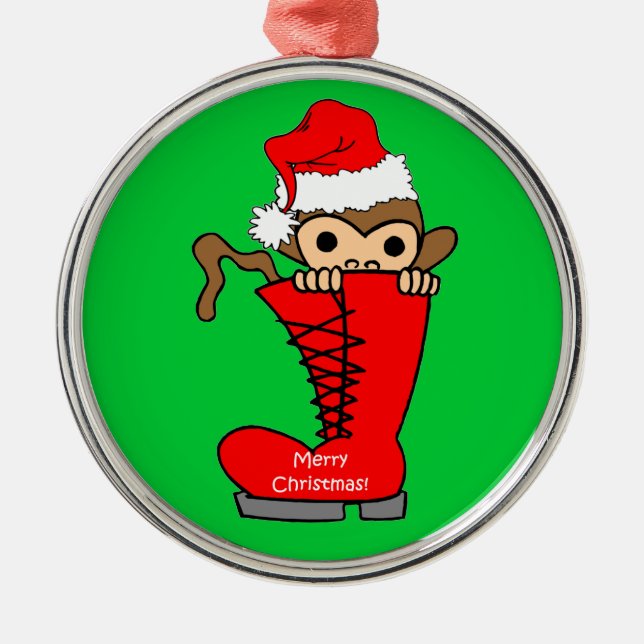 Ornamento De Metal Natal do macaco (Frente)