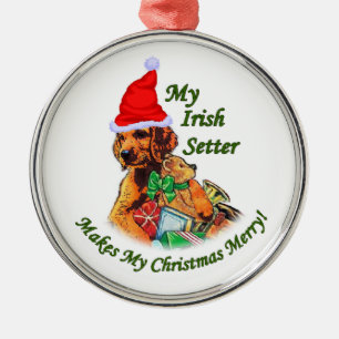 Ornamento De Metal Natal do setter irlandês