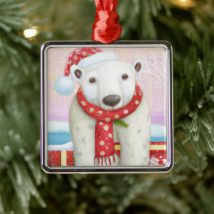Ornamento De Metal Natal do Urso Polar Papai Noel