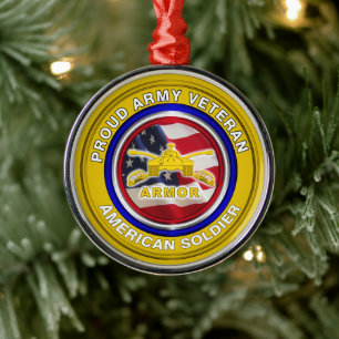 Ornamento De Metal Natal do Veterano de Blindados do Exército