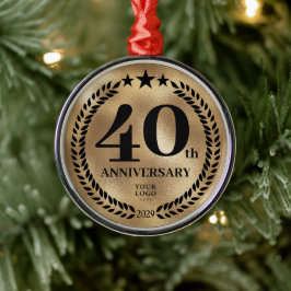 Ornamento De Metal Natal Dourado do 40º aniversário de negócios